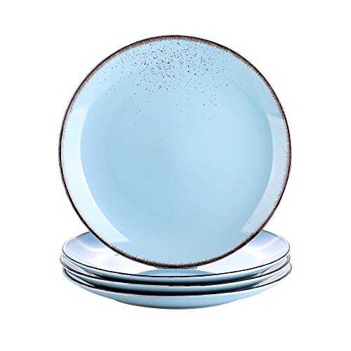 vancasso Navia Oceano Dinner Plate Set of 4, Stoneware Vintage Look Light Blue Dinnerware Tableware, 10.5 inch Snack/Salad/Fruit/Side Plate. (27 * 27 * 2.5cm)