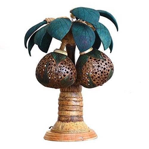 Desk Lamps Hollow Carved Desk Lamp,Bedside Bedroom Table Lamp,Coconut Shell Lampshade,Power Switch Button,Coconut Shell Art Deco Lamps Table Lamps (Color : Button switch B)