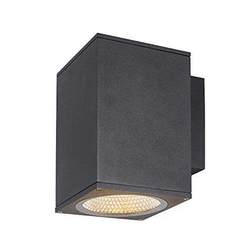 SLV Wall-Mounted Light Enola Square L / Lighting for Walls, Paths, entrances, LED spot Outdoor, Surface-Mounted Light Outdoor, Garden lamp / IP65 3000/4000K 35W 3100 / 3400lm Anthracite 38 Degrees