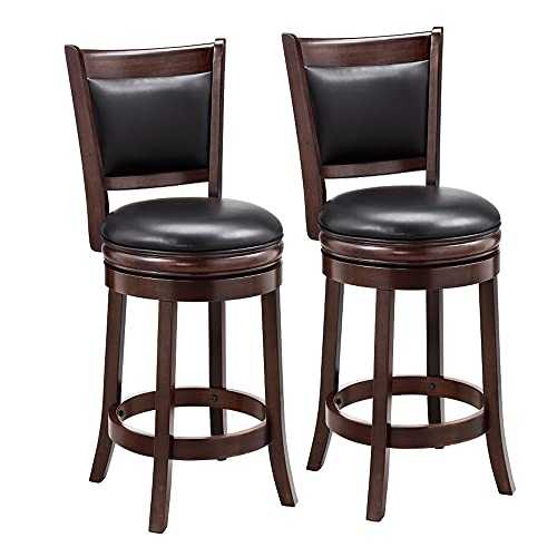 Ball & Cast Swivel Counter Height Barstool 24 Inch Seat Height Cappuccino Set of 2