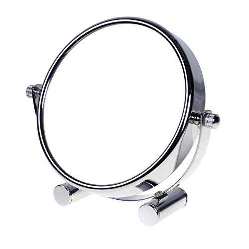 TUKA Standing Cosmetic Mirror 10x Zoom, 6 inch Double Sided Table Top Make Up Mirror, Freestanding Tabel Top Shaving Mirror Chrome, Cosmetic Vanity Mirror Table Mirror x10 Magnification TKD3142-10x