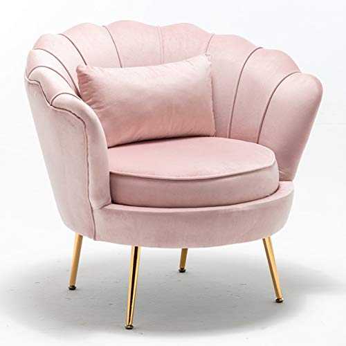 LZWZW Single Living Room Velvet Tub Armchairs with Small Pillow Metal Leg Armrests Sofa Chair Lounge Accent Chairs Arm Chairs (Pink)