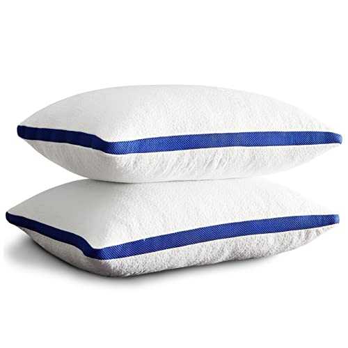 Molblly Shredded Memory Foam Pillow,Sleeping Pillows Pack of 2,Hypoallergenic Bed Pillows for Neck Pain, 100% Cotton Shell,Non-allergenic & Anti dust mite,Standard Size Bed Pillow(51*66,1 Pair)