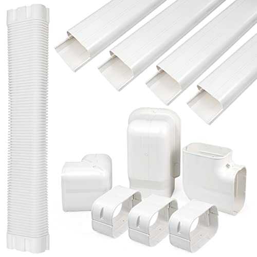4" 14 Ft PVC Decorative Line Set Cover Kit Pro Series for Air Conditioners and Heat Pumps Decorative Tubing Cover,Ductless Mini Split Air Conditioners,No Other Parts Needed, White