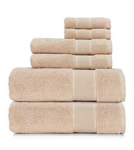 Ralph Lauren Sanders Towel 6 Piece Set - Solid Tan/Light Brown - 2 Bath Towels, 2 Hand Towels, 2 Washcloths