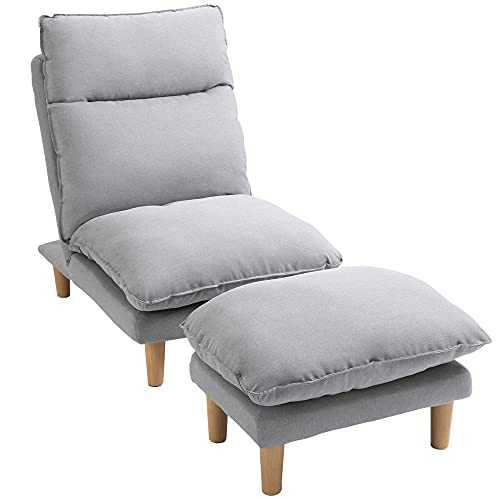 HOMCOM Adjustable Sofa Bed Set Reclining Lounge Chair with Footstool for Living Room, Home Office, Bedroom