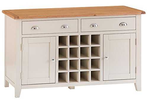 The Furniture Outlet Chester Grey Painted Oak 2 Door Large Sideboard With Wine Rack