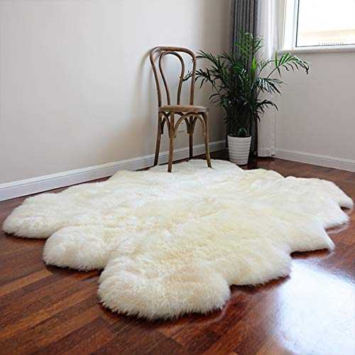 Altlue Real Large Sheepskin Rug Large Fluffy Sheepskin Throw Rugs Genuine Fur Rug Natural Furry Rug For Bedroom Living Room (Ivory) (Size : 6p(150 * 200cm))