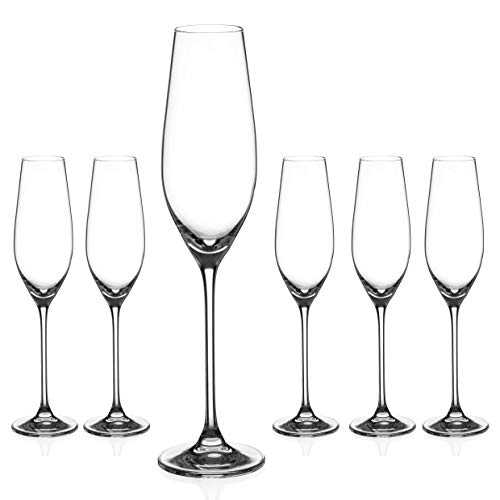 Rona Select Crystal Champagne Flutes - 'Celebration' - Set of 6 Glasses