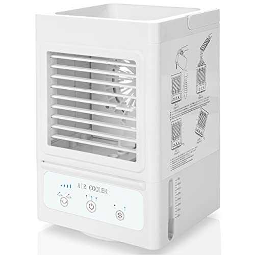Mini Portable Air Conditioner Personal Fan Mobile Air Cooler Rechargeable 5000mAh with 3 Cooling Levels,3 Wind Speeds,Operated 60°/120°Auto Oscillation, Perfect for Office Desk Bedroom Outdoors