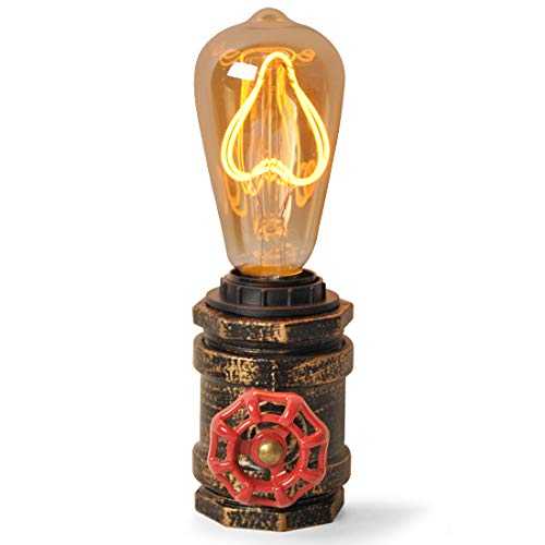 Industrial Table Lamp Vintage Small Desk Lamp Base, Steampunk Antique Holder Table Light for Living Room Bedroom, Retro Decoration - (E27 Edison Bulbs Not Included)