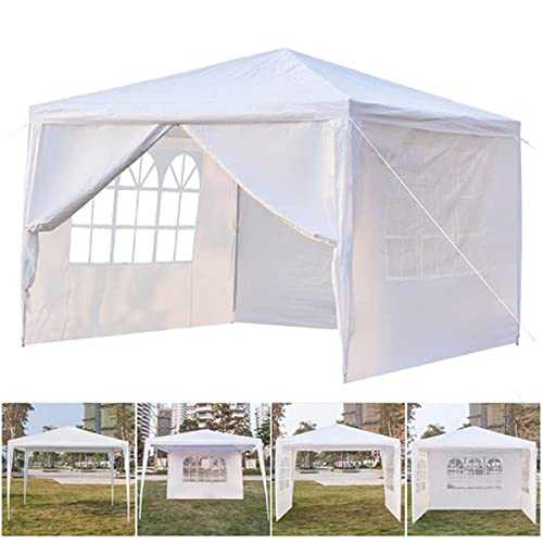Buycitky Waterproof Gazebo with Sides 3m x 3m, White Garden Gazebo Marquee Tent Event Shelter & Gazebo Outdoor Canopy for Commercial Camping Wedding Party Beach Picnic (White)