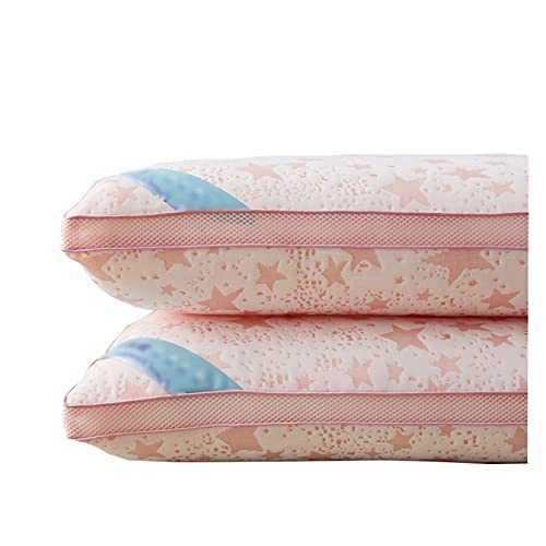 HJUIK Bed Pillows For Sleeping 2 Pack, Alternative Microfiber Filled, Soft And Supportive For Side Back Sleepers (Color : Pink, Size : 48x74cm)
