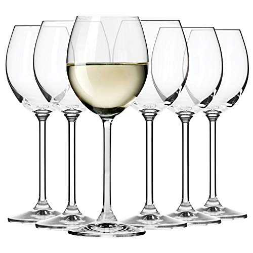 Krosno White Wine Glasses | Set of 6 | 250 ML | Venezia Collection | Perfect for Home, Restaurants and Parties | Dishwasher Safe