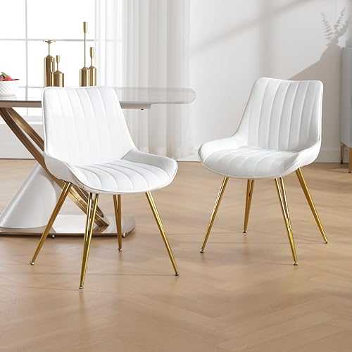 Wahson Velvet Dining Chairs Set of 2 Kitchen Corner Chairs Upholstered Side Chair with Gold Metal Legs, Modern Leisure Chair for Dining Room, White