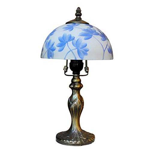 TY-ZWJ Four-Leaf Clover Book Hand-Painted Oil Painting Table Lamp, Style Desk Antique Brass Effect Base Green White Stained Glass Irish Clover Table Lamp