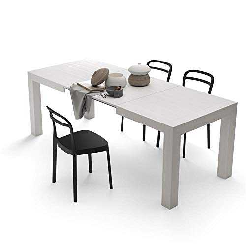 Mobili Fiver, Extendable Kitchen Table, Iacopo, White Ash, Laminate-finished, Made in Italy