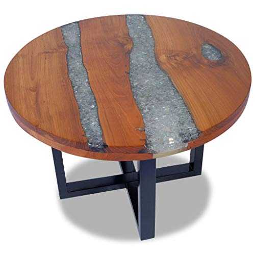 vidaXL Coffee Table End Side Teak Resin 60 cm Living Room Furniture Home Decor
