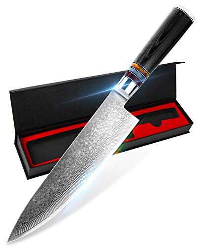 8 Inch Chef Knife Japanese Professional Kitchen Knife VG10 Damascus Chef Knife Kitchen Cutlery Knife High Carbon Stainless Steel 67-Layer Ultra Sharp Kitchen Meat Cutting Gyuto Chef Knife (8 inches)