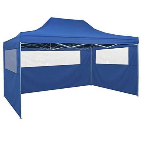 Fest-night Awning Garden Party Tent Canop Pop-Up Marquee with 4 Side Walls 3x4.5 m Blue