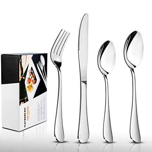 Cutlery Set, 32-Piece HaWare Stainless Steel Flatware Sets, Include Knife/Spoon/Fork, Mirror Polished Dinnerware, Dishwasher Safe - Service for 8 - Party/Kitchen