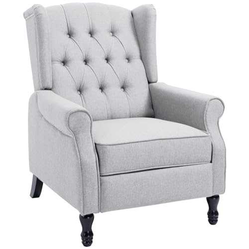 HOMCOM Recliner Sofa Armchair with Footrest Vintage Design Light Grey