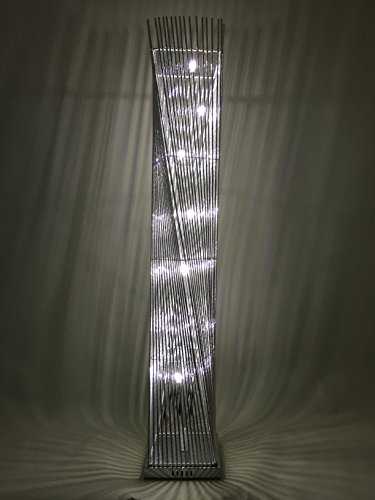 Sassy Home Cayan Tower Silver Metal Wire Twisted Tower Floor Standing LED Lamp
