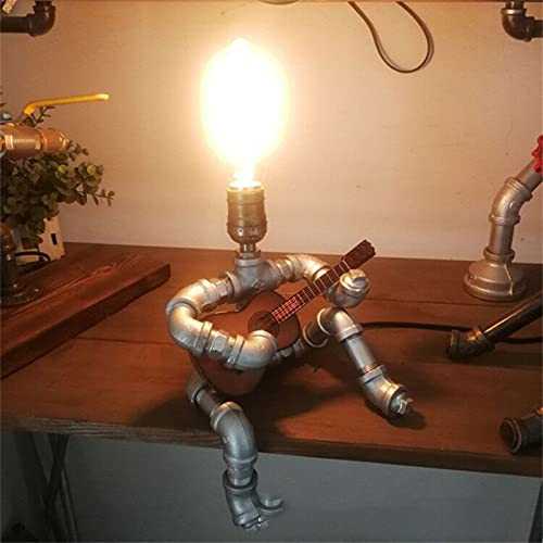 ZHURGN Steampunk Style Table lamp, Guitar Player, Creative Iron Robot Table Lamp, High-Temperature Baking Paint, for Office,Bedroom,Living Room in Bronze