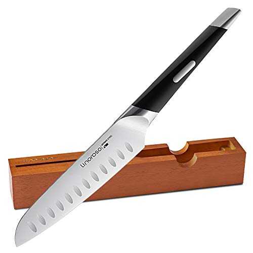 Linoroso Santoku Knife Kitchen Knife Ultra Sharp Chef Knife, 6 inch/15cm Precision Forged German High-Carbon Stainless Steel Cooking Knife with Exquisite in-Drawer Knife Block- MAKO Series