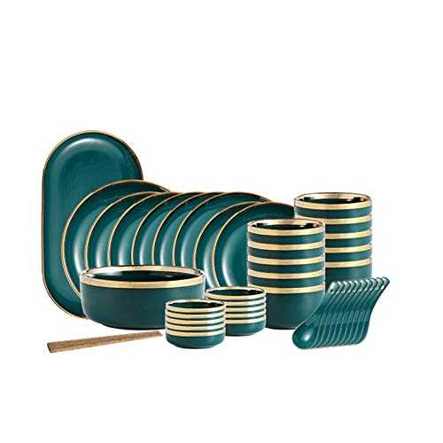 Dinnerware Combination 50-piece Porcelain Tableware Set for Household Use—the Phnom Penh Design Can Accommodate ten People to Use the Tableware for Meals. the Modern Style is Suitable for Indoor and O