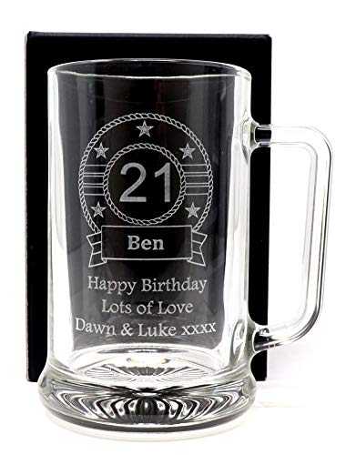  Engraved/Personalised *Birthday Design* Pint Glass Tankard Gift Boxed