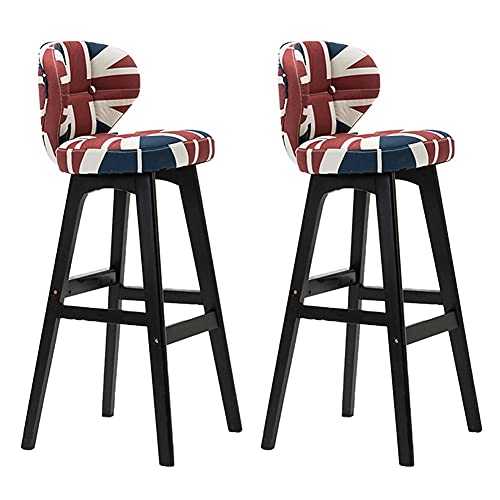 zjyfyfyf Set Of 2 Wooden Vintage Counter-Height Bar Chair Home Bar Stool Kitchen Counter With Back ，Black Stool Legs (Color : Burst)