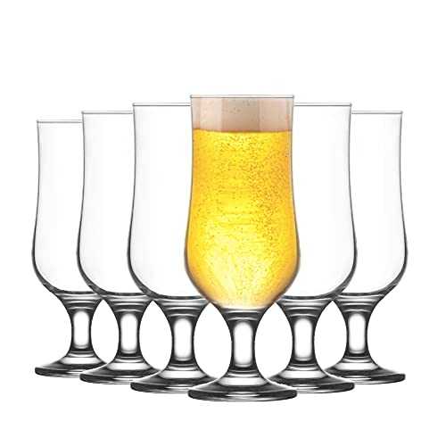 LAV Nevakar Stemmed Beer Glasses Set - Craft Beers, Ale and Cider - 385ml - Pack of 12