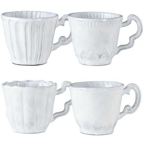 VIETRI INC-1110 Incanto Assorted Mugs, Earthenware, White