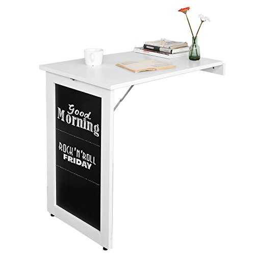 SoBuy® FWT20-W, Folding Wall-mounted Drop-leaf Table, Kitchen & Dining Table Desk with Blackboard, White