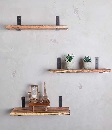 Lang Horn Pack of 3 Torched Wooden Shelves Floating Shelves Hanging Shelves Wall Shelves for Bedroom Bathrrom Kitchen Living indoor and outdoor