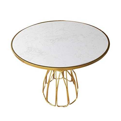 POXZPM Dining Table Gold Iron Art Marble Circle Showroom Dining Table Small Apartment-Style Casual Table,70x70x75cm