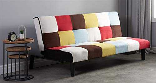 Birlea Rainbow Sofa Bed 3 Seater Settee Multi Coloured Fabric Scandinavian Retro