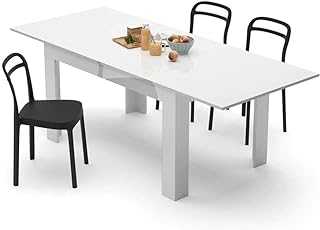Mobili Fiver, Easy, Extendable dining table, 140(220) x90 cm, High Gloss White, Made In Italy