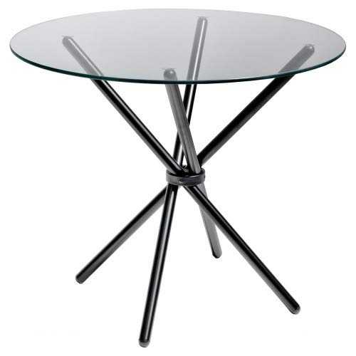 Criss - Cross Glass Dining Table - Black - 90cm - Seats upto 4