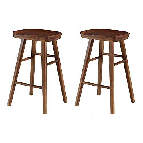 Rectangular Wooden texture Bar stool, Bar stools outdoor, Used in bars, Home and Cafe, bar stools set of 2（Black Walnut）