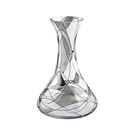 Quality SILVER Mosaic Spring Flower Glass Vase - Mouth Blown/Hand Decorated Glass - Ideal Silver Wedding/ 25th Wedding 20cm
