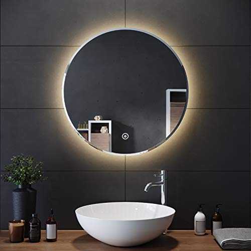ELEGANT 600x600mm Round Illuminated LED Light Bathroom Mirror Backlit Makeup Mirror with Sensor Touch Control,Dustproof &Anti-fog,Warm White Light