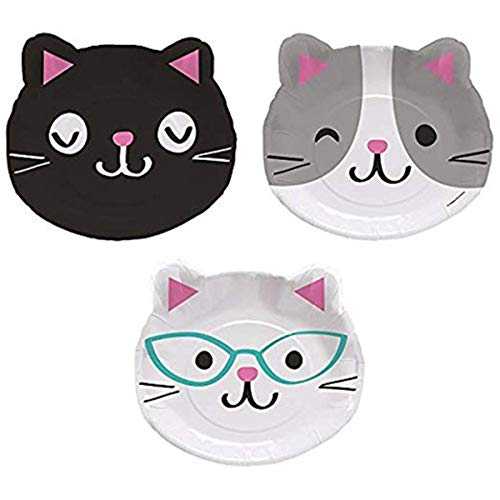 Cute Cats Shaped Paper Dinner Plates - 8 Pcs, 328704