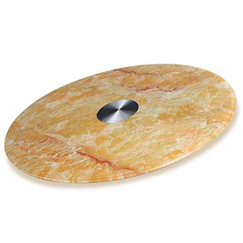 WY 360° Rotating Dining Table Glass Turntable, Lazy Susan Service Tray, Φ70/80/90/100cm, Marble Yellow Tempered Glass (10mm Thick) Dining Table Top, Suitable For Hotel/restaurant/household