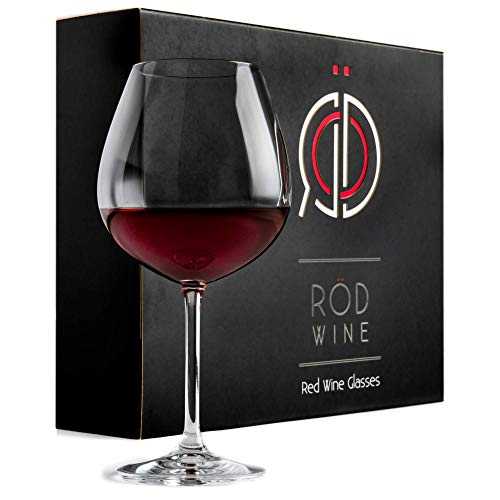Red Wine Glasses Set - Finest Titanium Crystal Glass, Lead-Free 650 ml Large Bowl, Long Stemmed Glassware for Great Tasting Wine - Birthday, Anniversary & Wedding Gifts - Kit of 3