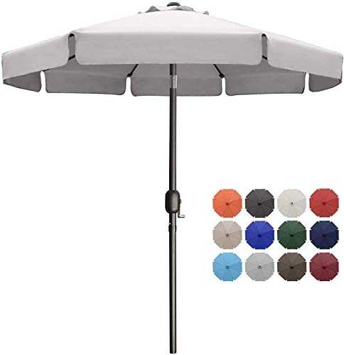 MASTERCANOPY Patio Umbrella OutdoorMarket Table Umbrella with Ruffles, 8 Sturdy Ribs (2.3M, Light Gray)