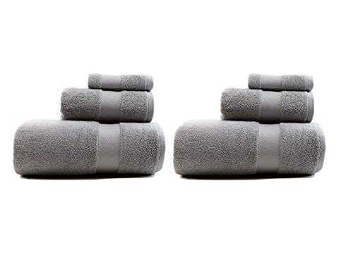 RALPH LAUREN Wescott 6 Piece Bath Towel Set - 100% Cotton, Cape Gray , 30 x 56 inches