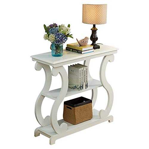 HANSHAN Console Table, Square Sofa Side Table Simple Porch Table Hall Entrance Table Wall Storage Table Ivory White 36 × 14 × 34 Inch