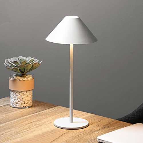 Bojim Dimmable Aluminium Table Lamp Touch Control White, Retro LED Desk Lamp USB Rechargeable, 3W 240LM Beside Lamp for Bedroom 3000K, IP54 Waterproof Outdoor Lighting Portable for Picnics, Camping